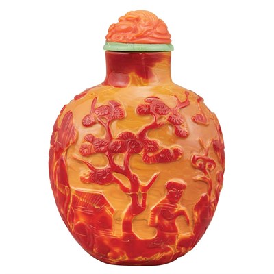 Lot 163 - Chinese Imitation Realgar Glass Snuff Bottle...
