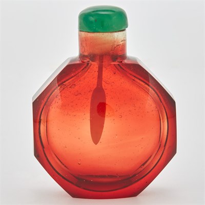 Lot 164 - Chinese Faceted Ruby Red Glass Snuff Bottle...
