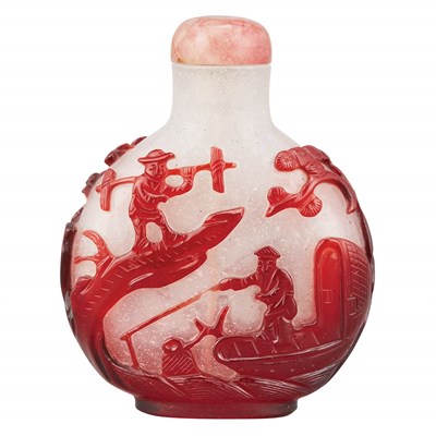 Lot 149 - Chinese Red Overlay Glass Snuff Bottle Qing...