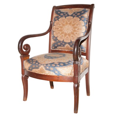Lot 383 - Two Empire Style Walnut Upholstered Open...