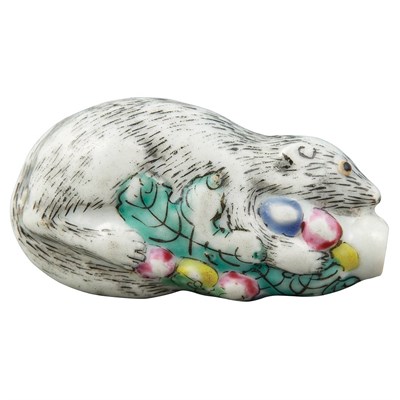 Lot 180 - Chinese Molded Porcelain Squirrel-Form Snuff...