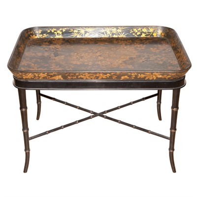 Lot 552 - English Papier Mache Tray Table Signed Clay,...
