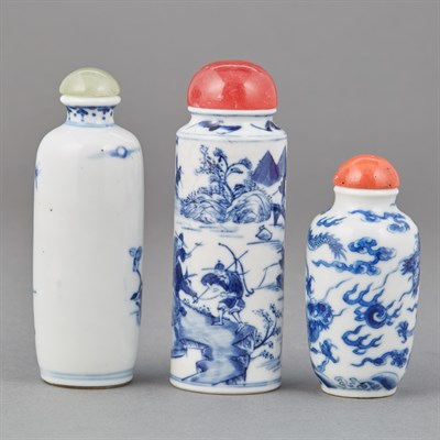 Lot 171 - Group of Three Chinese Blue and White Glazed...