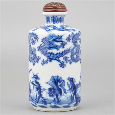 Lot 165 - Chinese Blue and White Glazed Porcelain Snuff...