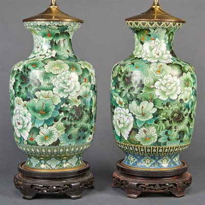 Lot 487 - Assembled Pair of Chinese Cloisonne Enamel...