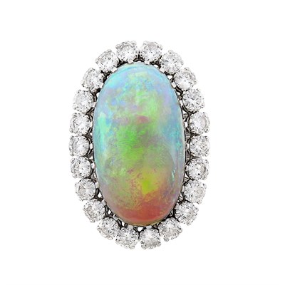 Lot 138 - White Gold, Opal and Diamond Ring