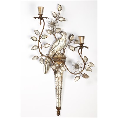 Lot 302 - Set of Three Gilt-Metal and Molded Clear Glass...
