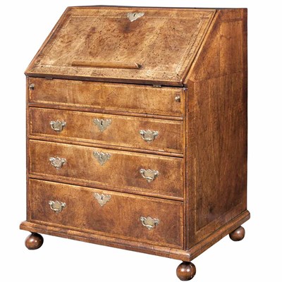 Lot 604 - Queen Anne Burr and Figured Walnut Slant Front...