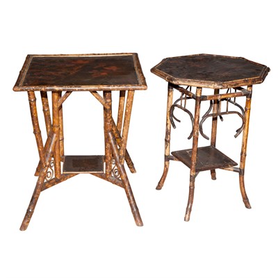 Lot 235 - Group of Three Bamboo and Lacquered Side...