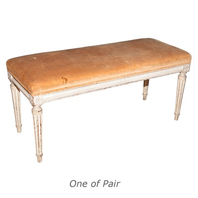 Lot 360 - Pair of Louis XVI Style Painted Benches Length...
