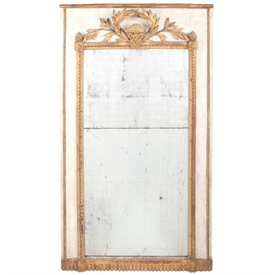 Lot 332 - Louis XVI Gray Painted and Parcel Gilt Trumeau...