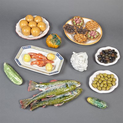 Lot 379 - Group of Continental Polychrome Decorated...