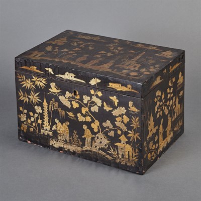 Lot 614 - Chinese Export Black Lacquered and Parcel Gilt...