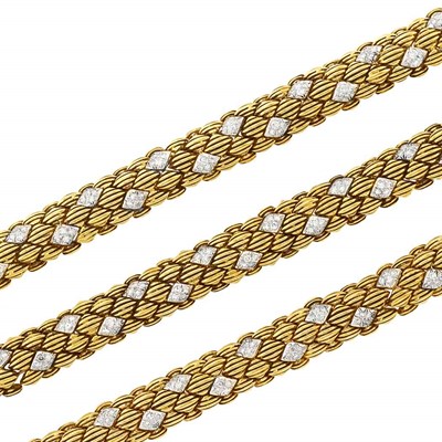 Lot 415 - Three Gold, Platinum and Diamond Bracelets, David Webb