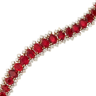Lot 360 - Gold, Red Spinel and Diamond Bracelet