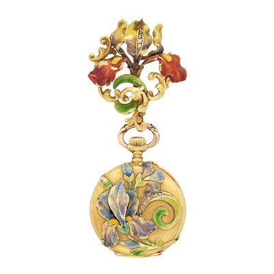 Lot 47 - Art Nouveau Gold and Enamel Lapel Watch, Tiffany & Co.