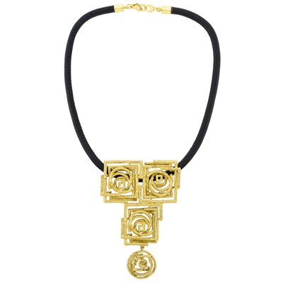 Lot 306 - Gold Pendant Clip-Brooch with Cord Necklace