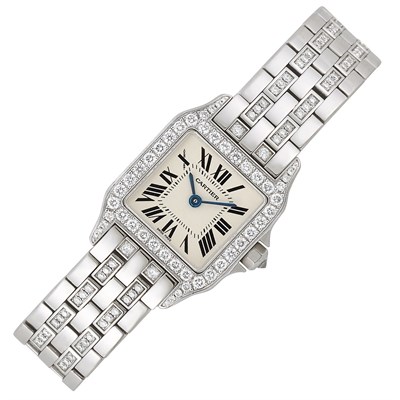 Lot 133 - Lady's White Gold and Diamond 'Panthere' Wristwatch, Cartier
