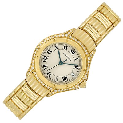 Lot 317 - Lady's Gold and Diamond 'Cougar' Wristwatch, Cartier