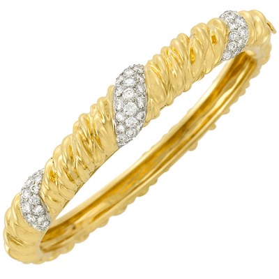 Lot 359 - Gold, Platinum and Diamond Bangle Bracelet, Van Cleef & Arpels, France