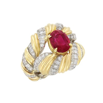 Lot 362 - Gold, Platinum, Ruby and Diamond Ring, Tiffany & Co., Schlumberger, France