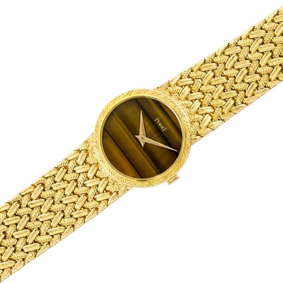 Lot 12 - Lady's Gold and Tiger's-Eye Wristwatch, Piaget