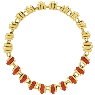 Lot 202 - Gold and Carnelian Necklace/Bracelet Combination, Pomellato