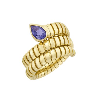Lot 230 - Gold and Iolite Snake Ring, Bulgari