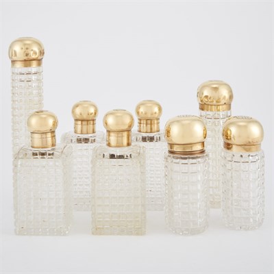 Lot 194 - Set of 18 kt. Gold Mounted Cut Glass Dresser...