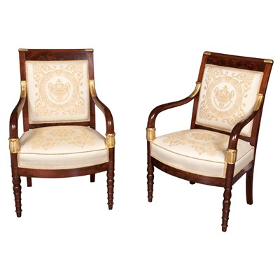Lot 407 - Pair of Empire Style Gilt Decorated Mahogany...