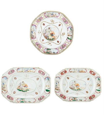 Lot 415 - Set of Three Chinese Export Armorial Dishes...