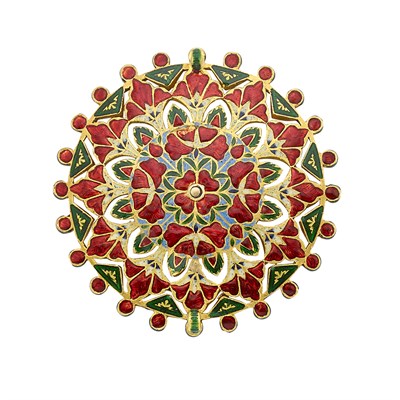 Lot 516 - Indian High Karat Gold, Jaipur Enamel and Foil-Backed Diamond Pendant