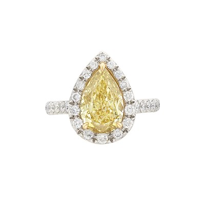 Lot 322 - Platinum, Gold, Fancy Intense Yellow Diamond and Diamond Ring, Piranesi