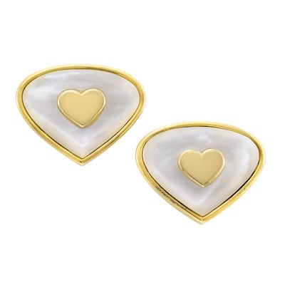 Lot 192 - Pair of Gold and Mother-of-Pearl Earclips, Marina B, France