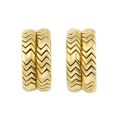 Lot 293 - Pair of Gold Hoop Earrings, Bulgari