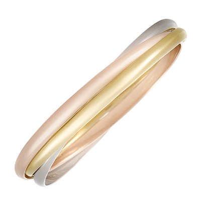 Lot 8 - Tricolor Gold 'Trinity Rolling' Bangle Bracelet, Cartier