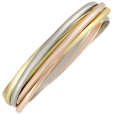Lot 9 - Tricolor Gold 'Trinity Rolling' Bangle Bracelet, Cartier, Paris