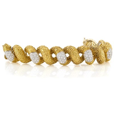Lot 417 - Two-Color Gold and Diamond Bracelet, Wander, France