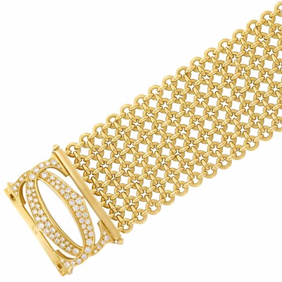 Lot 385 - Wide Gold and Diamond Bracelet, Cartier, France
