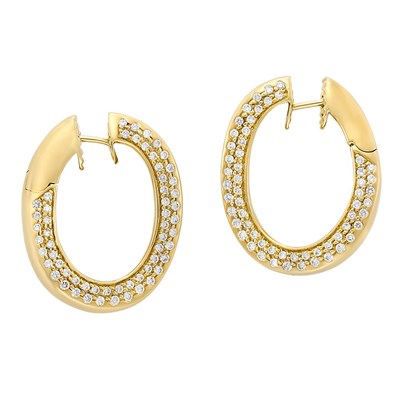 Lot 156 - Pair of Gold and Diamond Hoop Earrings, Chaumet, Paris
