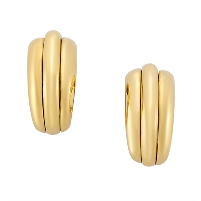 Lot 203 - Pair of Gold Hoop Earclips, Cartier, France
