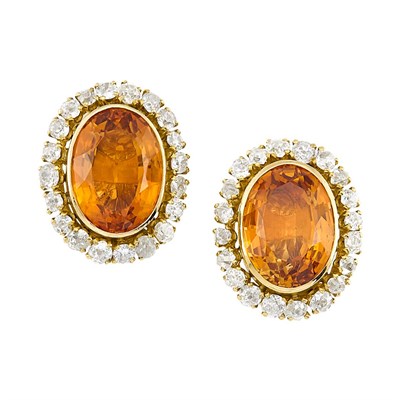 Lot 316 - Pair of Gold, Citrine and Diamond Earclips/Clips Combination, Van Cleef & Arpels, France
