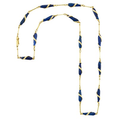 Lot 232 - Long Gold and Sodalite Chain Necklace, Ilias Lalaounis