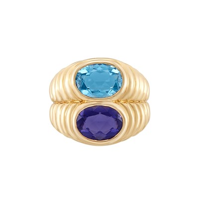 Lot 376 - Gold, Blue Topaz and Iolite Ring, Bulgari