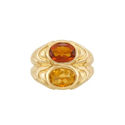 Lot 318 - Gold and Bicolored Citrine Ring, Bulgari