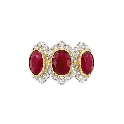 Lot 430 - Two-Color Gold, Ruby and Diamond Ring, Mario Buccellati