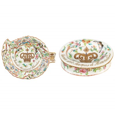 Lot 384 - Canton Famille Rose Armorial Porcelain Spoon...