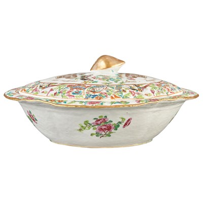 Lot 385 - Canton Famille Rose Armorial Porcelain Covered...