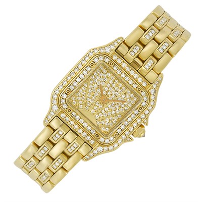 Lot 176 - Lady's Gold and Diamond 'Panthere' Wristwatch, Cartier