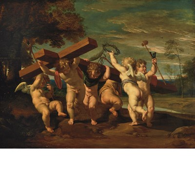 Lot 52 - Flemish School 17th Century Angels Carrying...